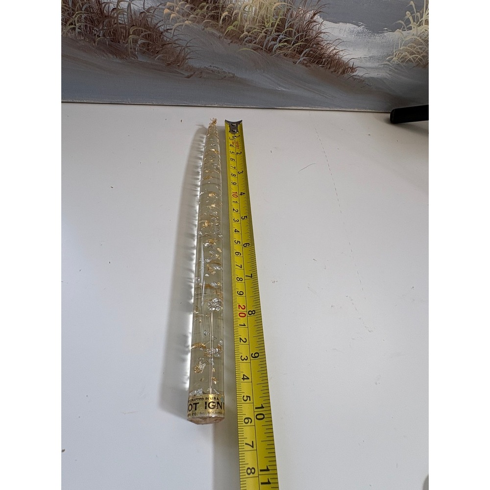 Vintage D.H. Lindberg Handcrafted Gold Silver Flake Acrylic Taper Candle 10.5" - Picture 10 of 10